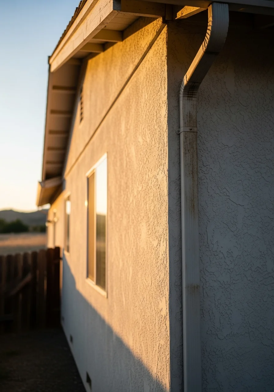Portrait-style image of contractor assessing home exterior, showing professional inspection and attention to property condition.